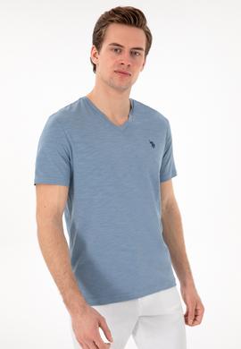 Erkek İndigo Basic Tişört - 50279618031