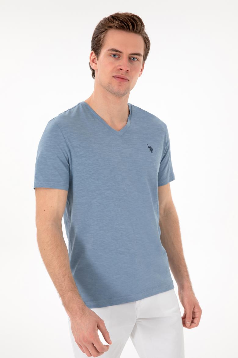 Erkek İndigo Basic Tişört - 50279618031