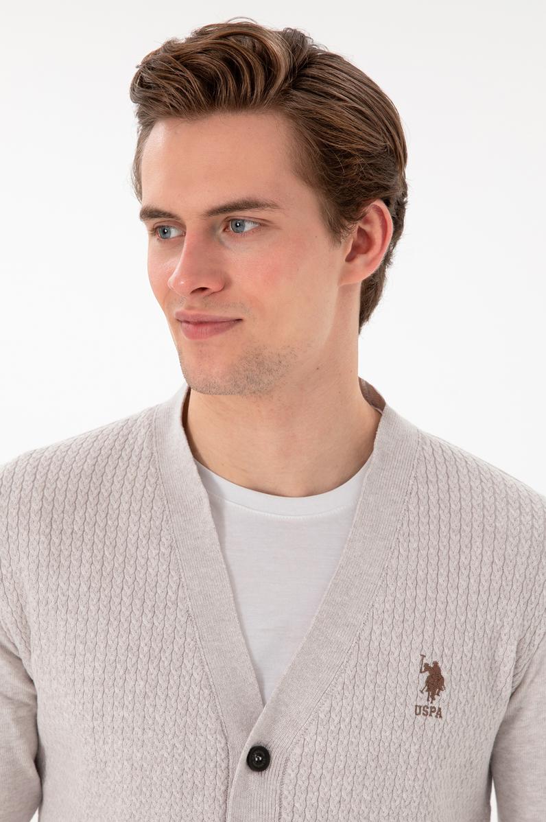 Erkek Taş Melanj Basic Triko Hırka