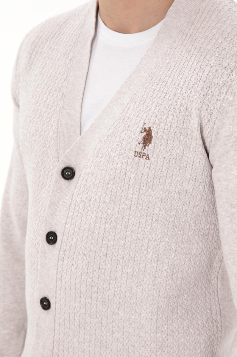 Erkek Taş Melanj Basic Triko Hırka