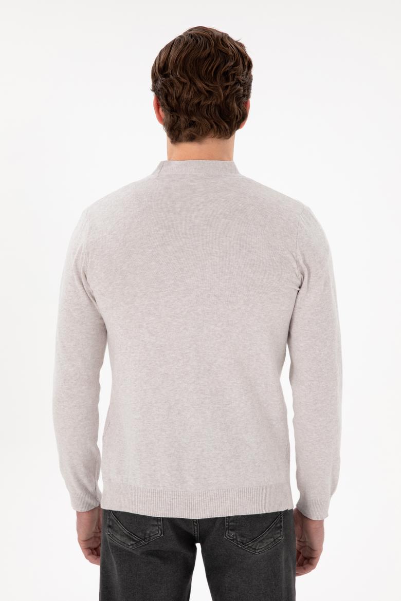 Erkek Taş Melanj Basic Triko Hırka - 50268936028