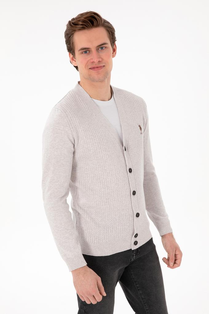 Erkek Taş Melanj Basic Triko Hırka