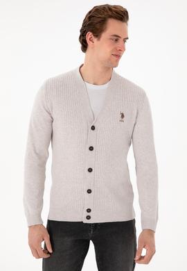 Erkek Taş Melanj Basic Triko Hırka - 50268936028