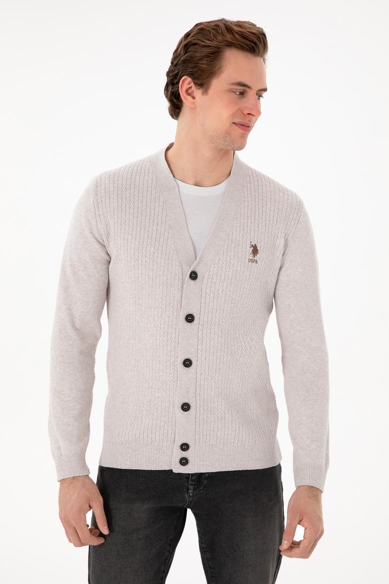 Erkek Taş Melanj Basic Triko Hırka - 50268936028