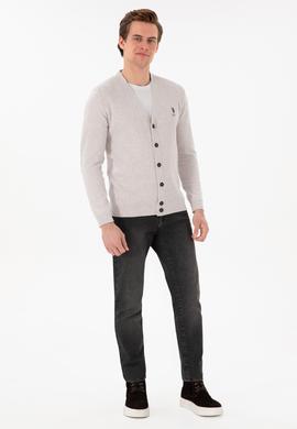 Erkek Taş Melanj Basic Triko Hırka - 50268936028