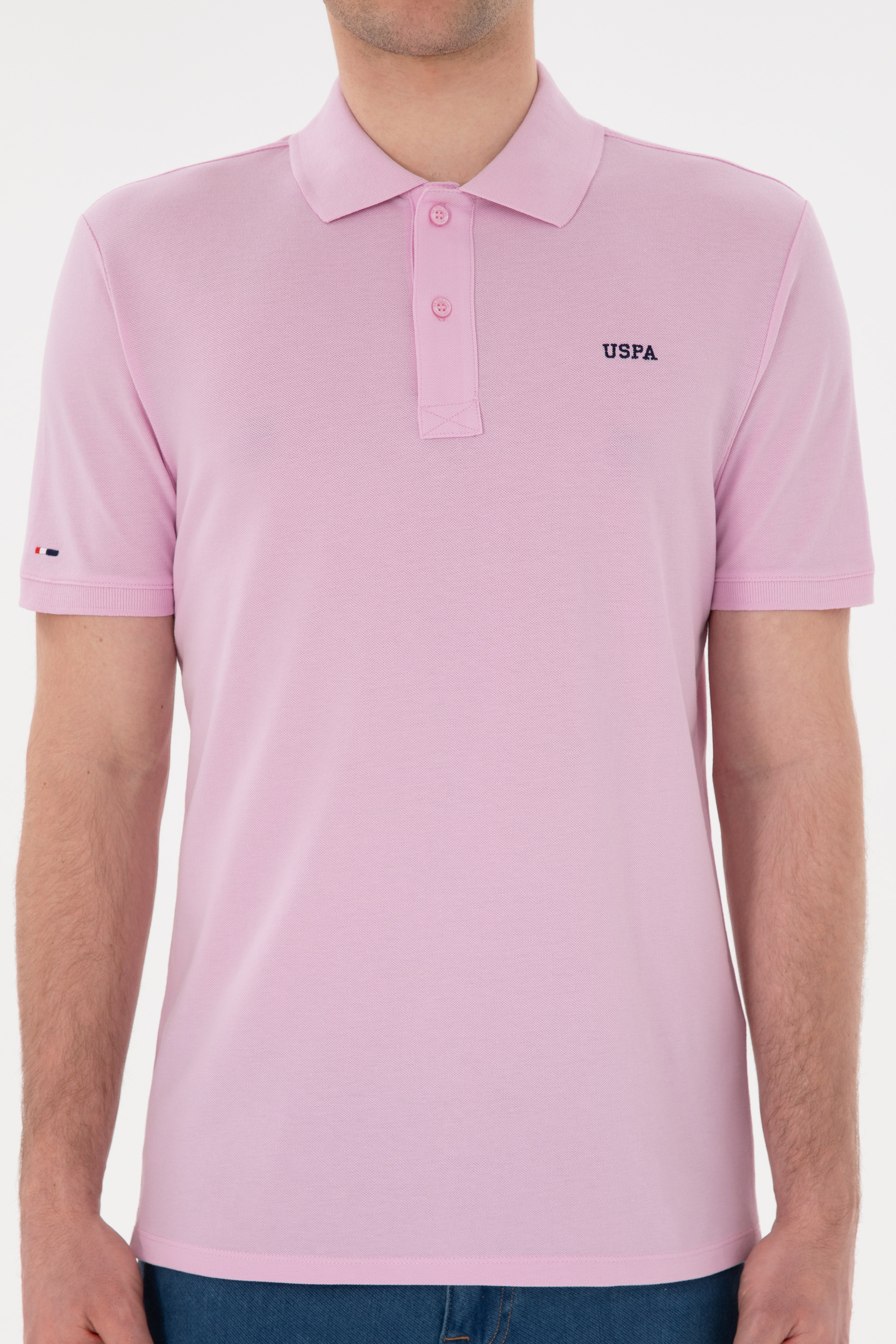 Erkek Regular Fit Polo Yaka Pembe Basic Tişört - Image 6
