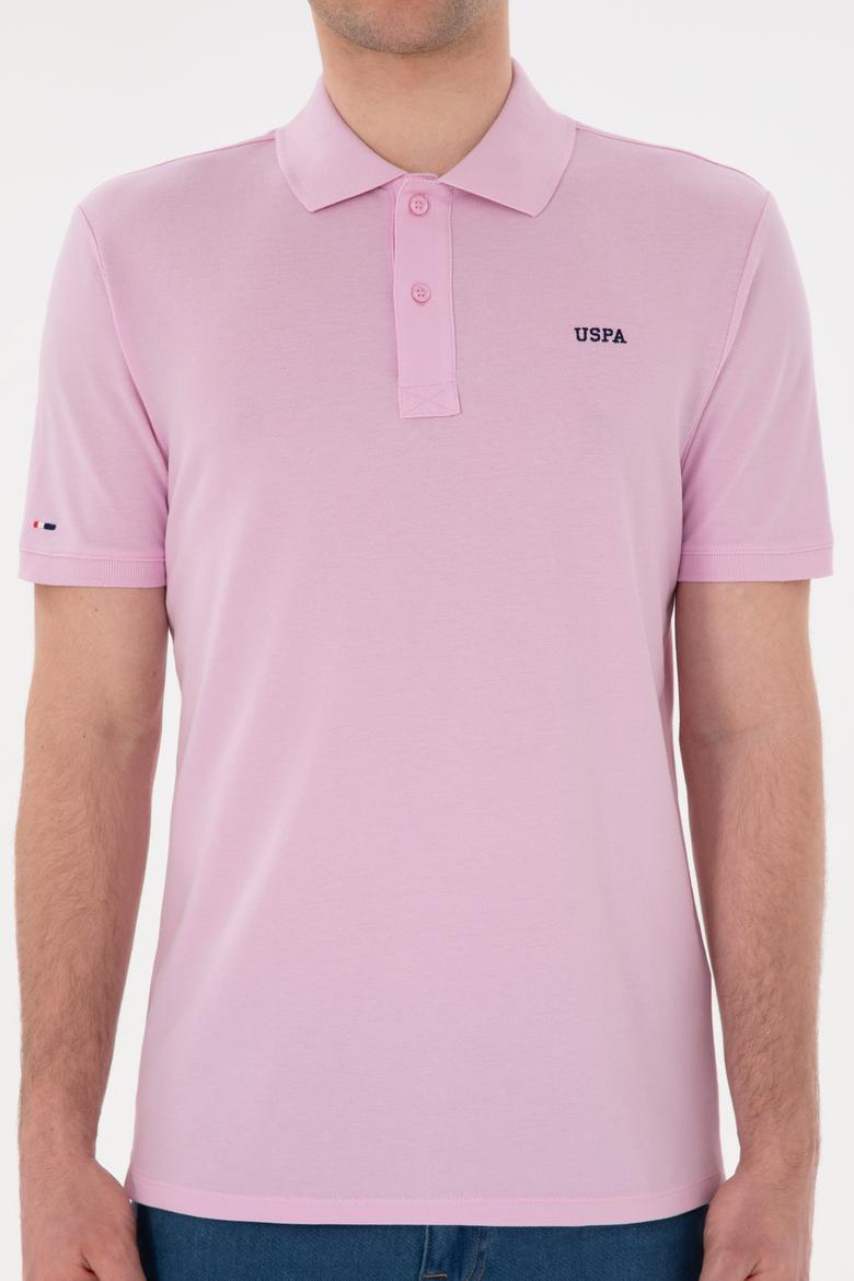Erkek Regular Fit Polo Yaka Pembe Basic Tişört - 50284641149