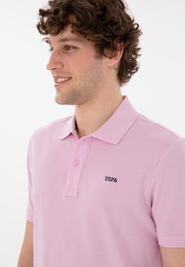 Erkek Regular Fit Polo Yaka Pembe Basic Tişört - 50284641149