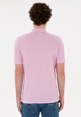 Erkek Regular Fit Polo Yaka Pembe Basic Tişört - 50284641149