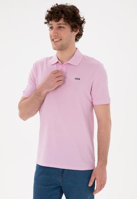 Erkek Regular Fit Polo Yaka Pembe Basic Tişört - 50284641149