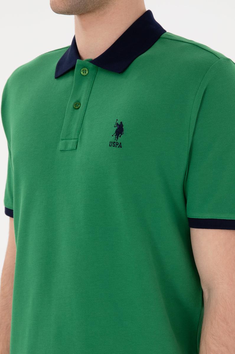 Erkek Regular Fit Polo Yaka Yeşil Basic Tişört