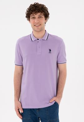 Erkek Regular Fit Polo Yaka Lila Basic Tişört - 50284639036