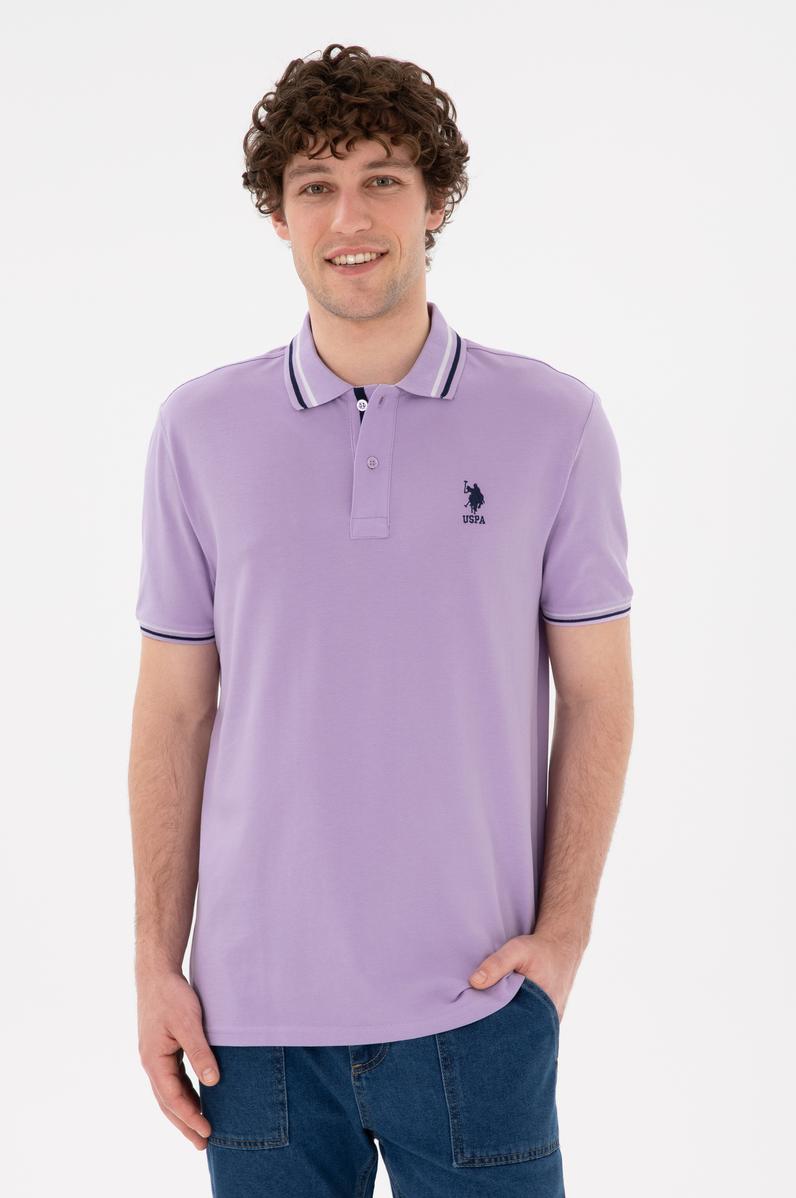 Erkek Regular Fit Polo Yaka Lila Basic Tişört