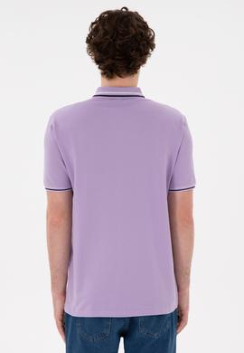 Erkek Regular Fit Polo Yaka Lila Basic Tişört - 50284639036