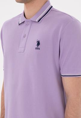 Erkek Regular Fit Polo Yaka Lila Basic Tişört - 50284639036