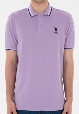 Erkek Regular Fit Polo Yaka Lila Basic Tişört - 50284639036