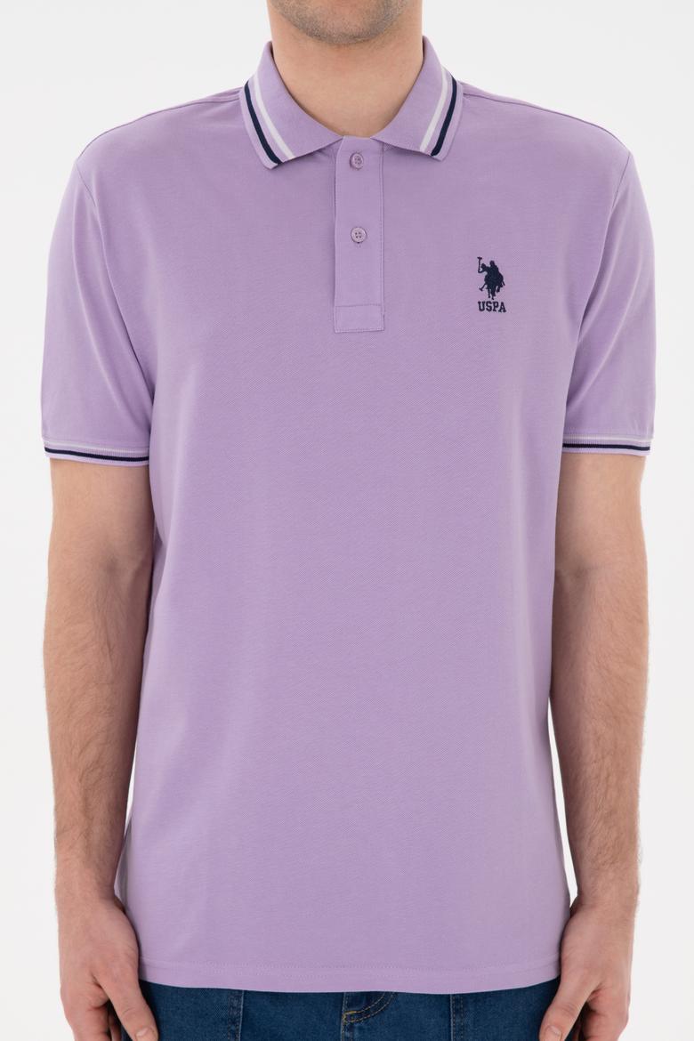 Erkek Regular Fit Polo Yaka Lila Basic Tişört - 50284639036