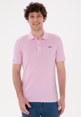 Erkek Regular Fit Polo Yaka Pembe Basic Tişört - 50284641149