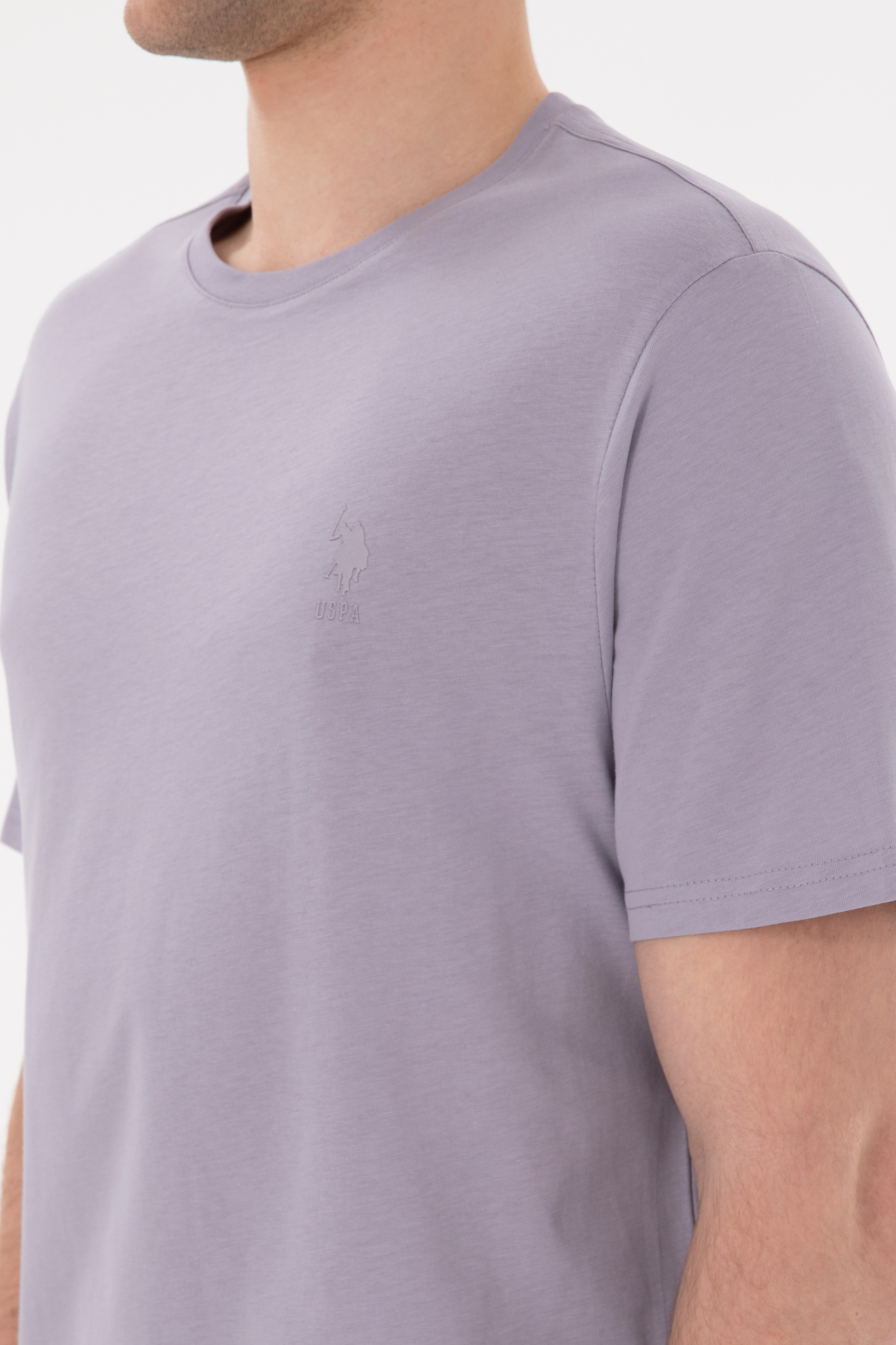 Erkek Regular Fit Bisiklet Yaka Gri Basic Tişört - Image 7