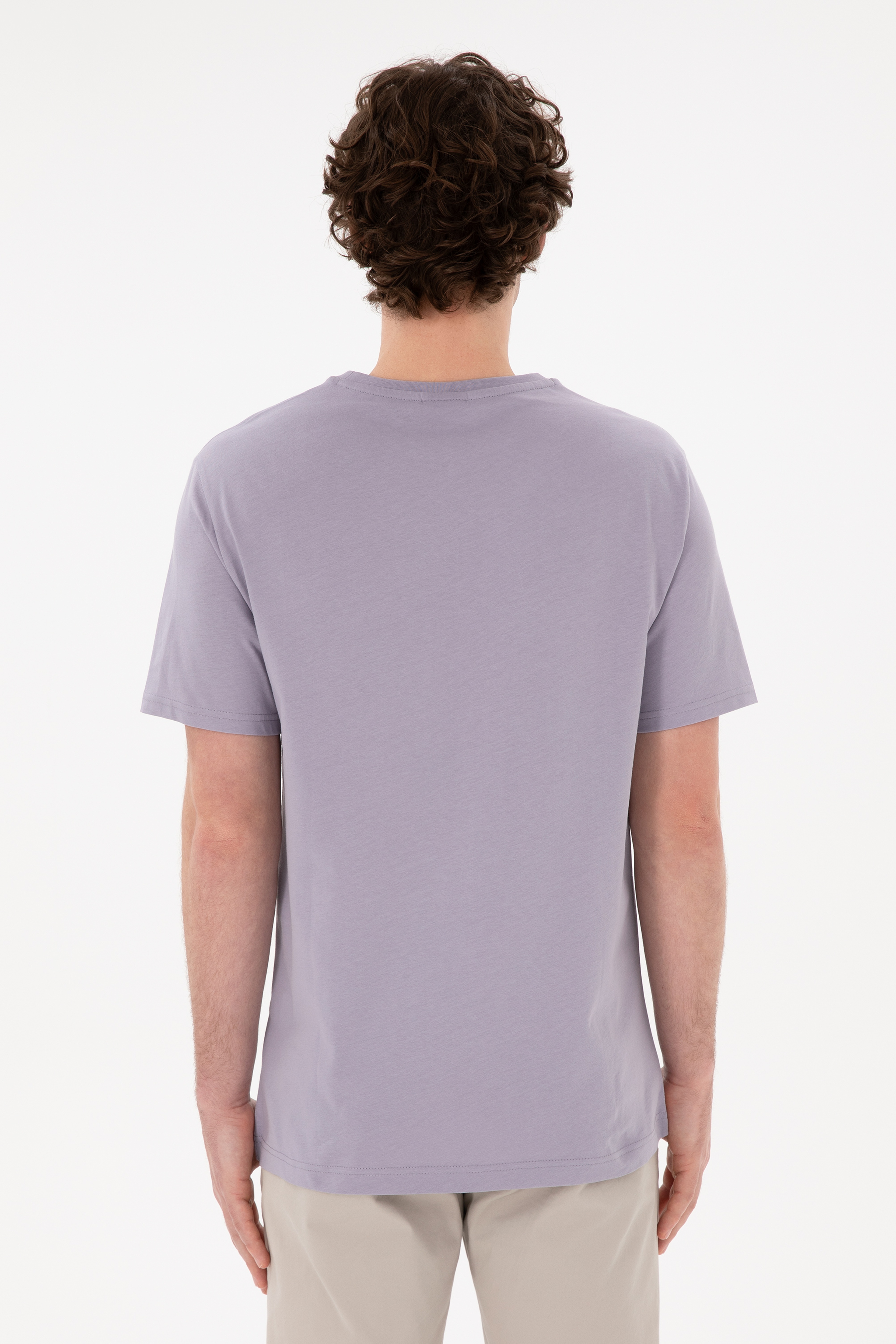 Erkek Regular Fit Bisiklet Yaka Gri Basic Tişört - Image 5