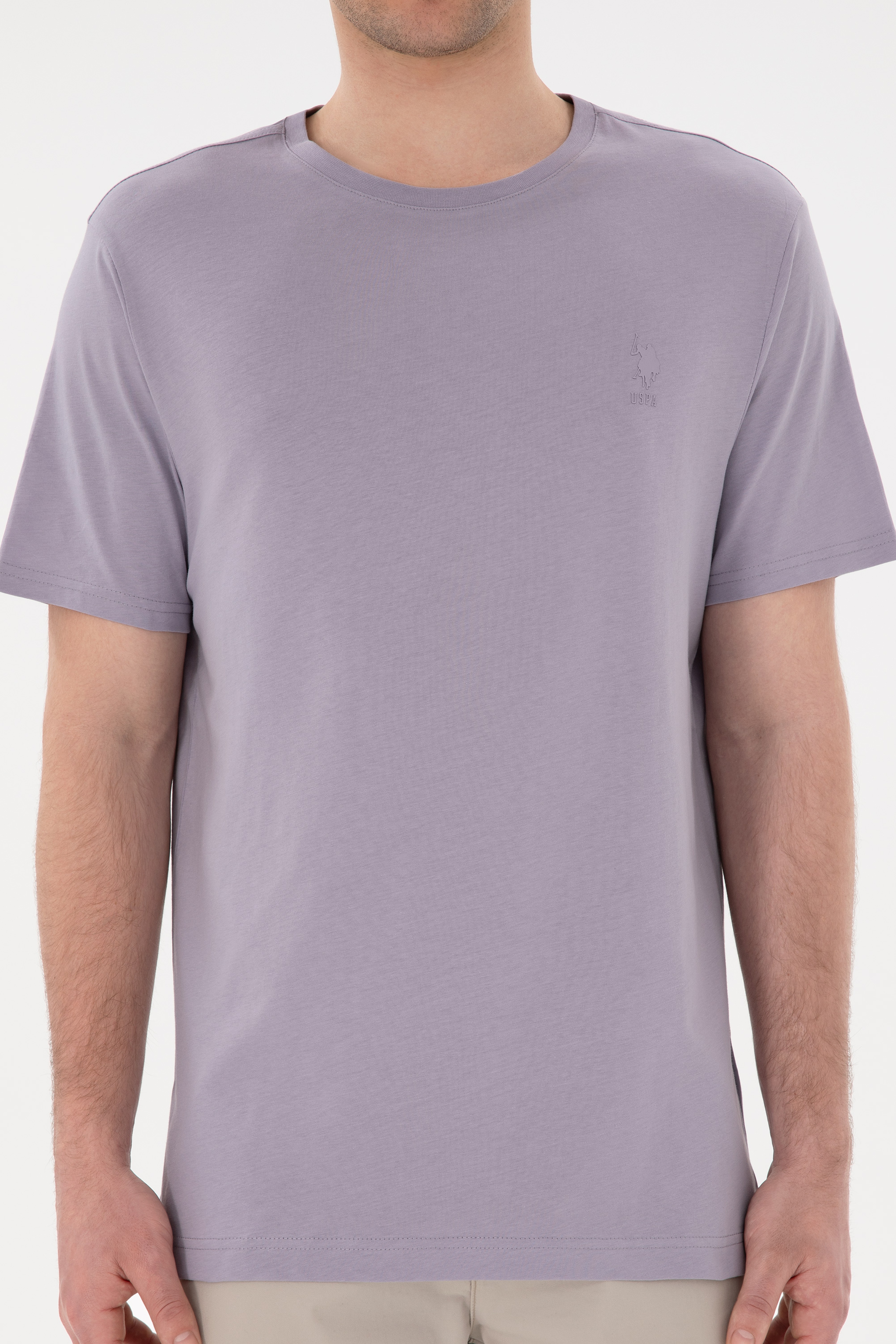 Erkek Regular Fit Bisiklet Yaka Gri Basic Tişört - Image 6