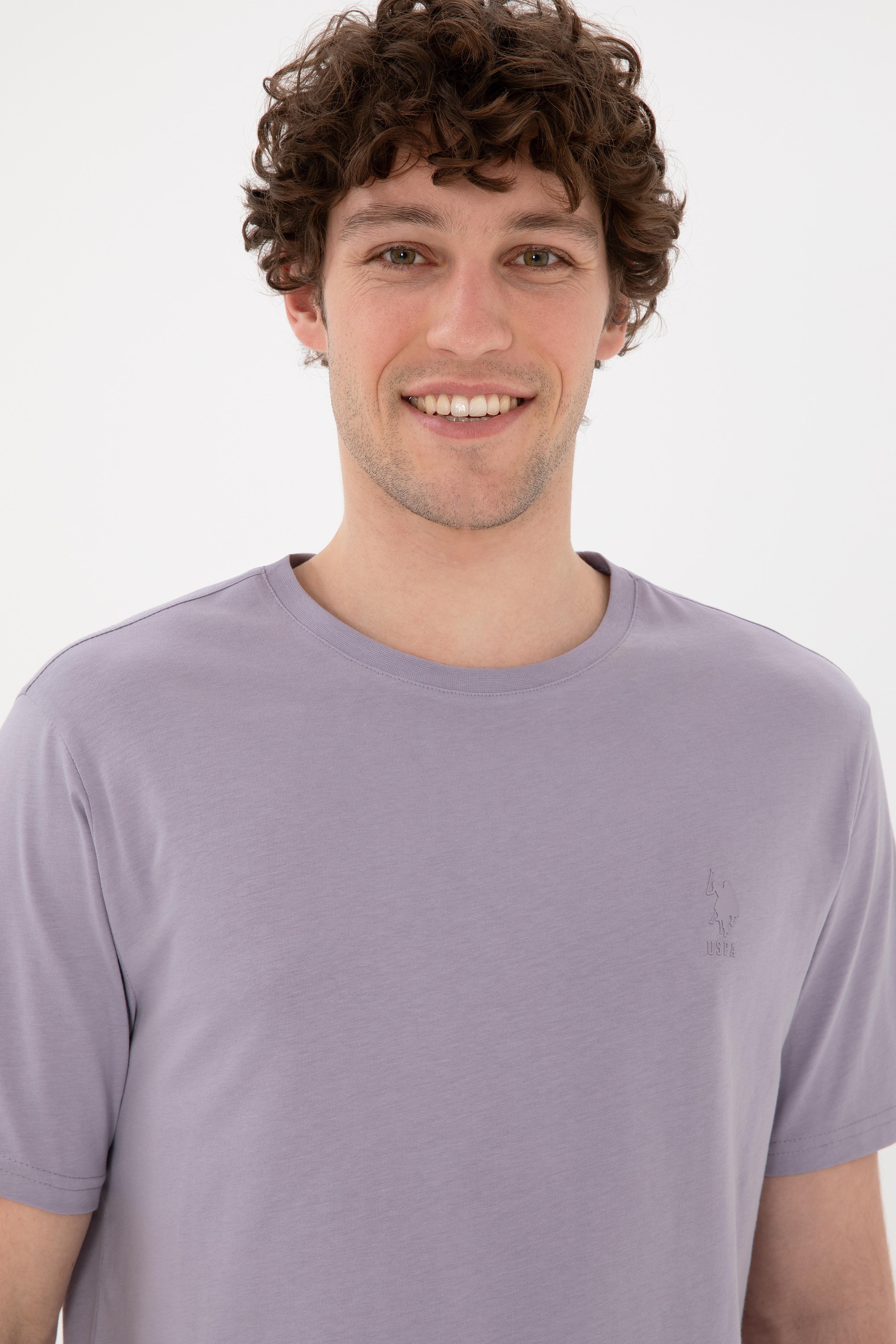 Erkek Regular Fit Bisiklet Yaka Gri Basic Tişört - Image 3