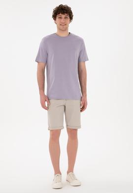 Erkek Regular Fit Bisiklet Yaka Gri Basic Tişört - 50294224111