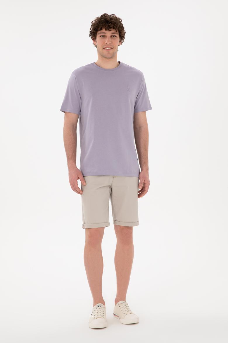 Erkek Regular Fit Bisiklet Yaka Gri Basic Tişört - 50294224111