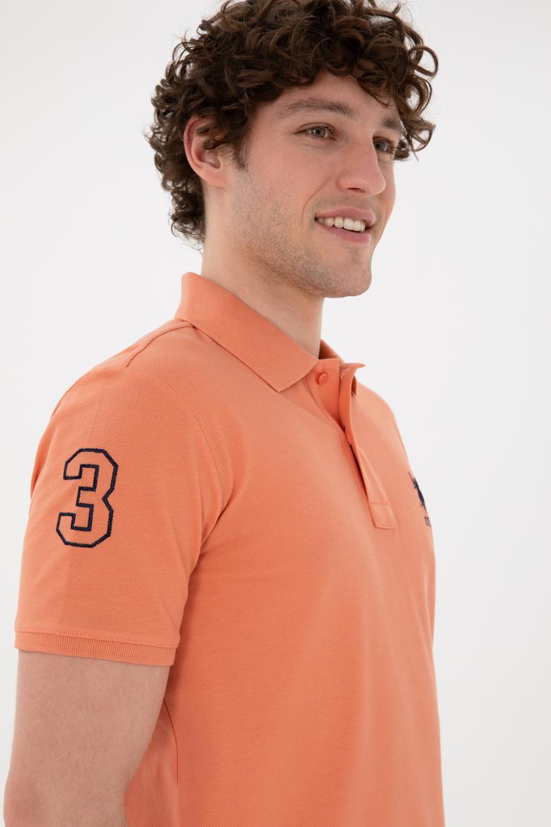 Erkek Slim Fit Polo Yaka Somon Basic Tişört - 50284633106