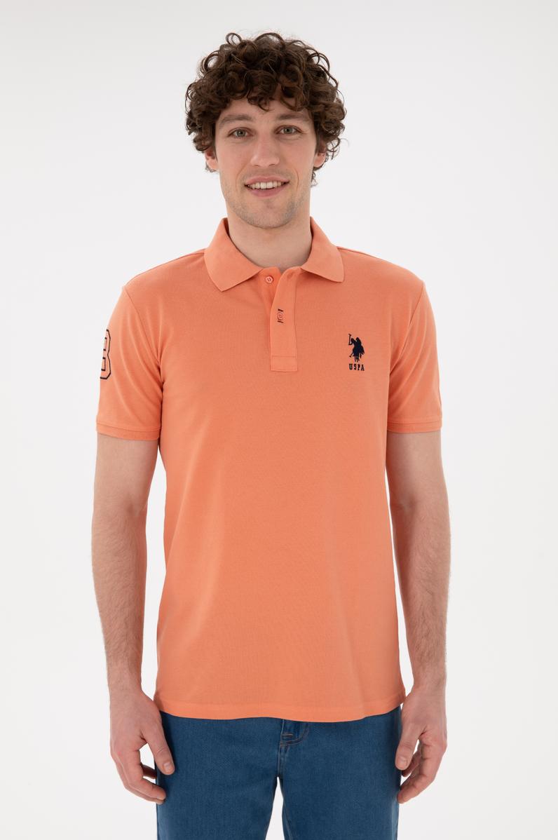 Erkek Slim Fit Polo Yaka Somon Basic Tişört
