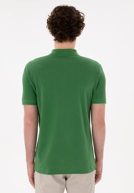 Erkek Slim Fit Polo Yaka Yeşil Basic Tişört - 50294207047