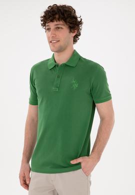Erkek Slim Fit Polo Yaka Yeşil Basic Tişört - 50294207047