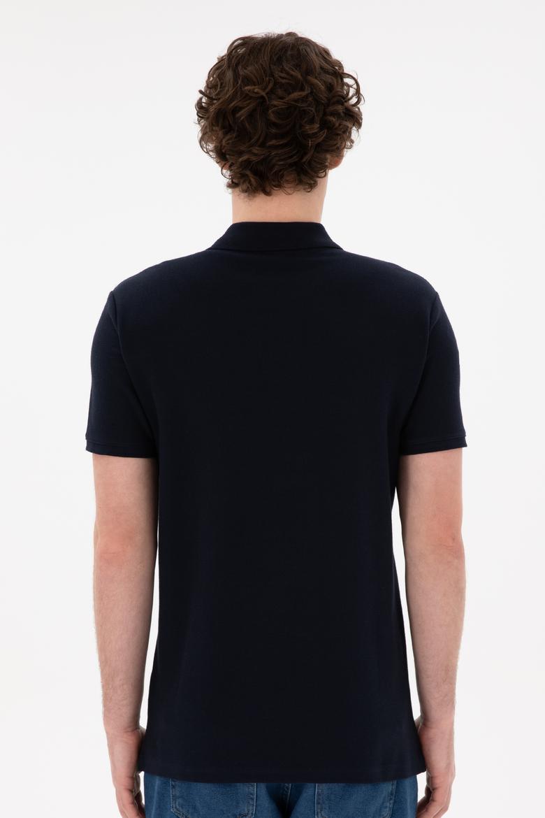 Erkek Slim Fit Polo Yaka Lacivert Tişört - 50297065009