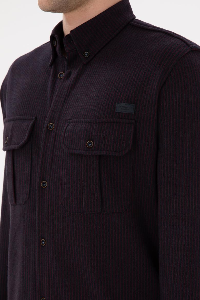 Erkek Bordo Örme Gömlek - 50290770009