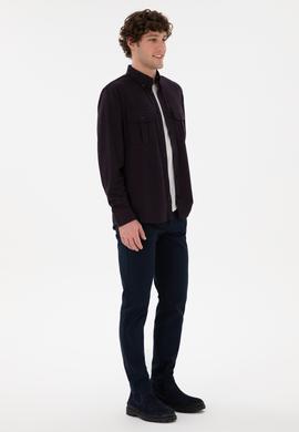 Erkek Bordo Örme Gömlek - 50290770009