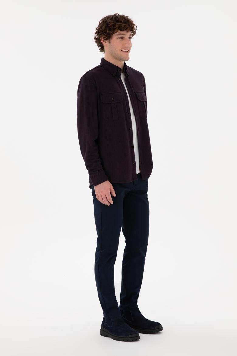 Erkek Bordo Örme Gömlek - 50290770009