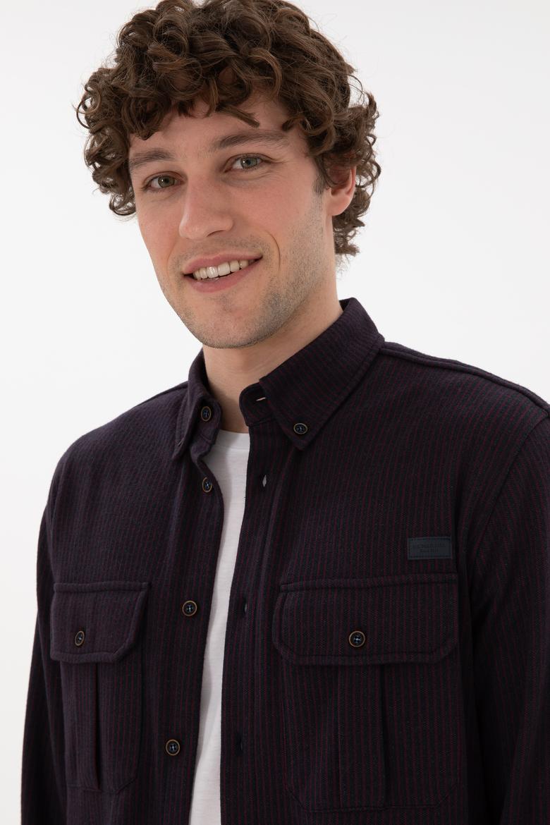 Erkek Bordo Örme Gömlek - 50290770009