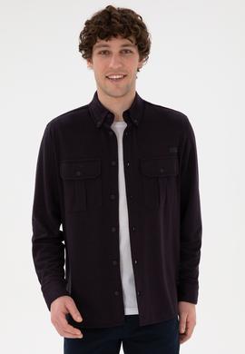 Erkek Bordo Örme Gömlek - 50290770009