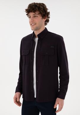 Erkek Bordo Örme Gömlek - 50290770009