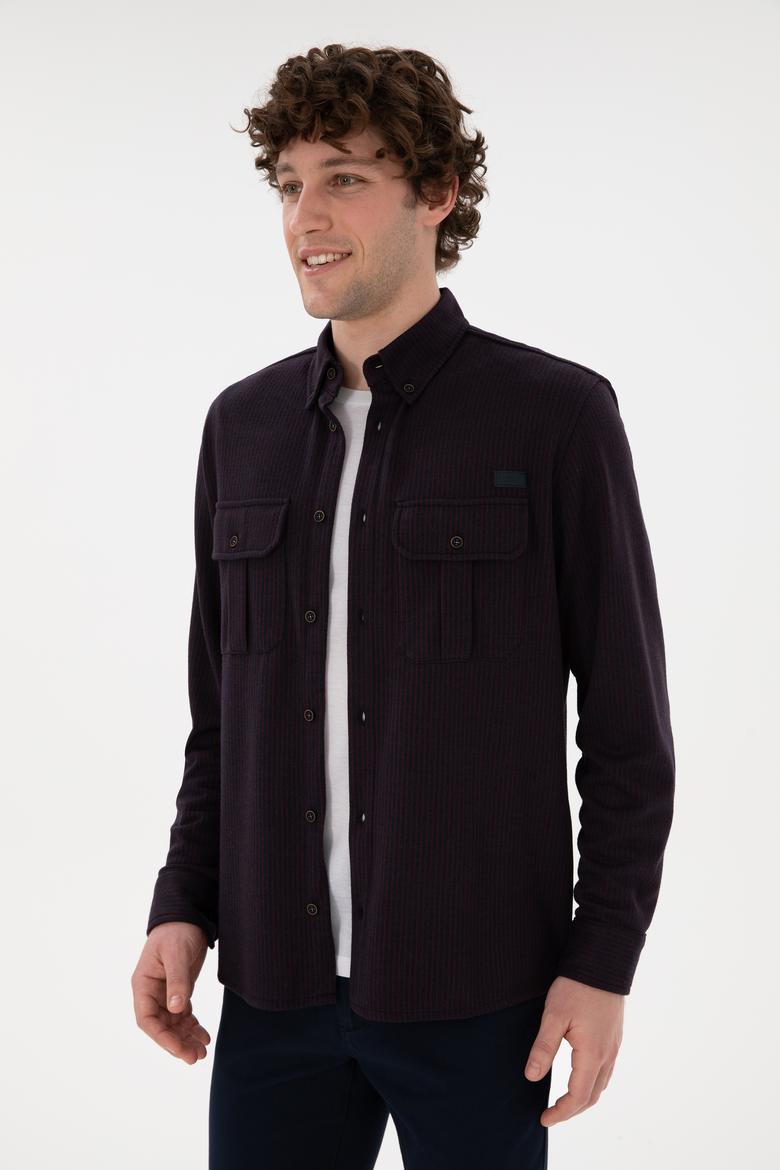 Erkek Bordo Örme Gömlek - 50290770009