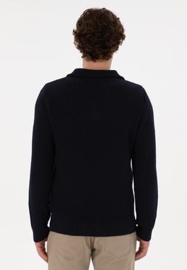 Erkek Regular Fit Yarım Fermuarlı Lacivert Kazak - 50297047025