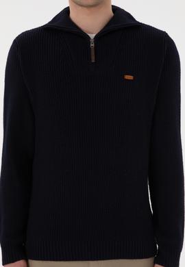 Erkek Regular Fit Yarım Fermuarlı Lacivert Kazak - 50297047025