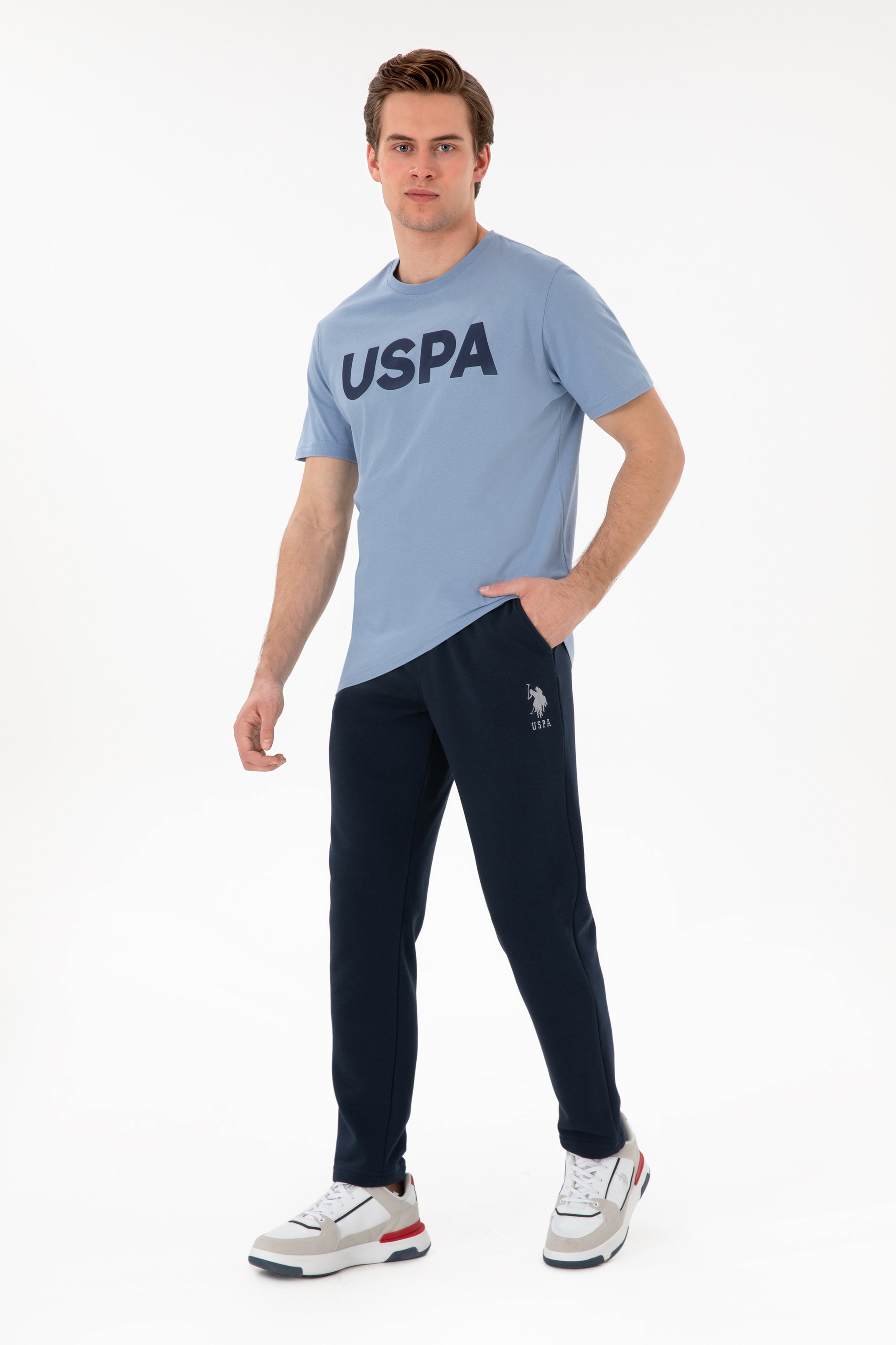 Erkek Slim Fit Düz Paça Lacivert Eşofman Altı