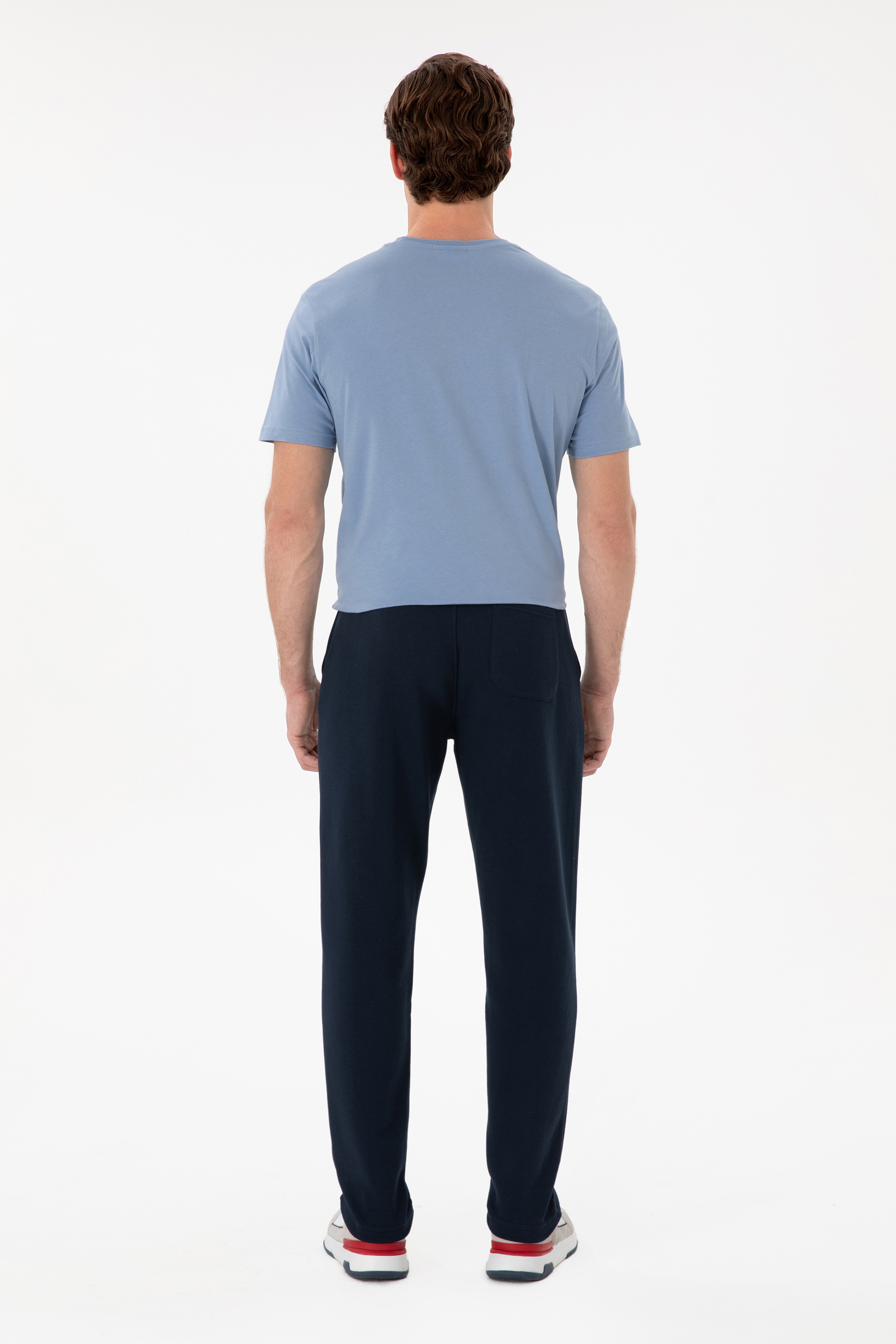Erkek Slim Fit Düz Paça Lacivert Eşofman Altı - Image 4