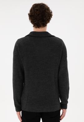 Erkek Regular Fit Yarım Fermuarlı Antrasit Kazak - 50297047044