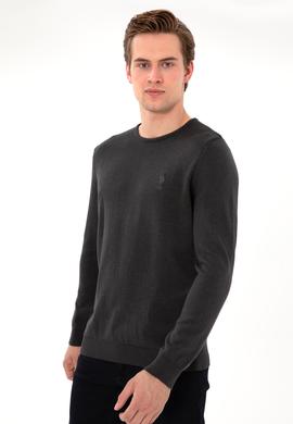 Erkek Antrasit Melanj Basic Kazak - 50288880055