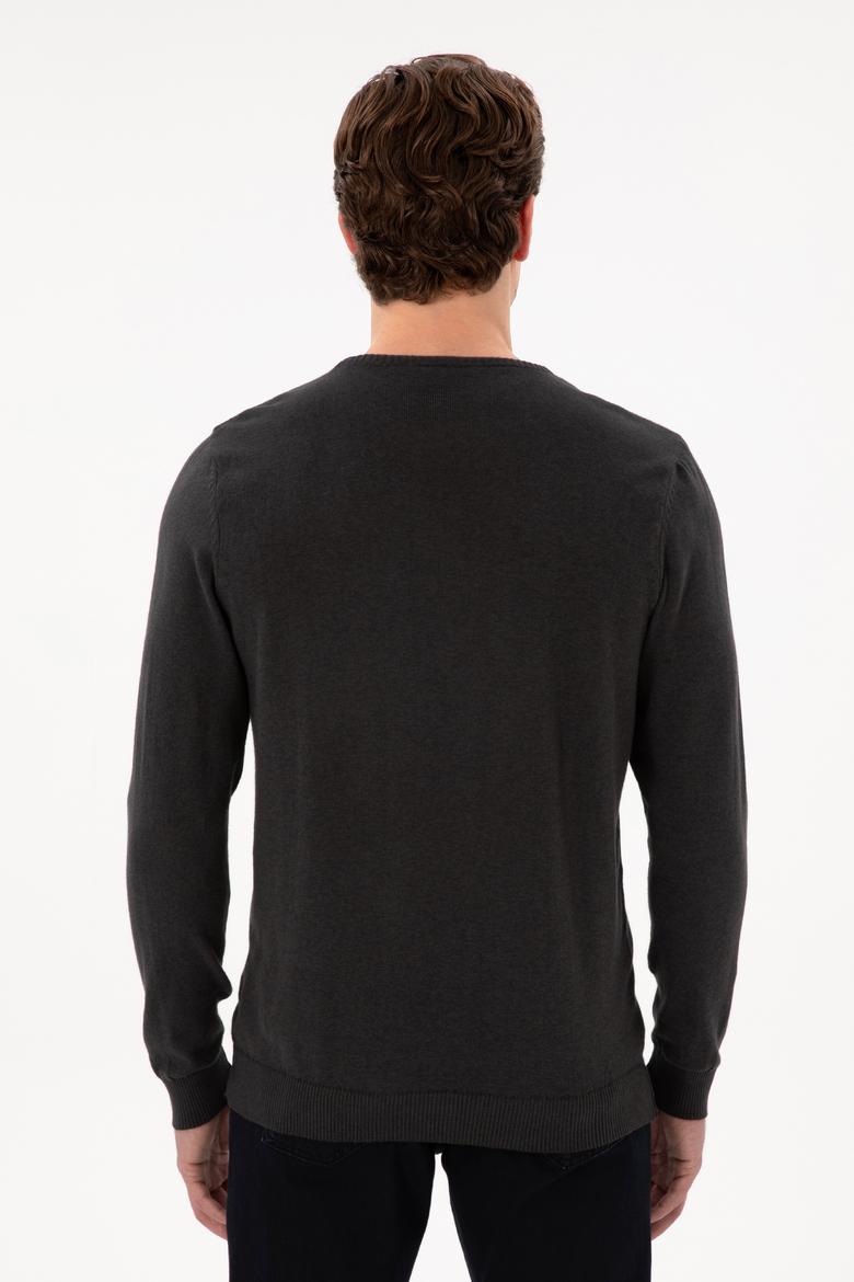 Erkek Antrasit Melanj Basic Kazak - 50288880055