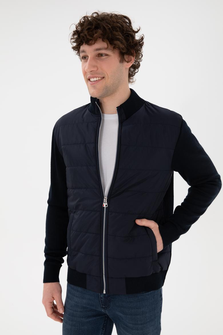 Erkek Lacivert Triko Hırka - 50297385006