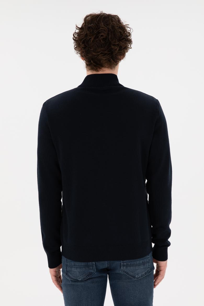 Erkek Lacivert Triko Hırka - 50297385006