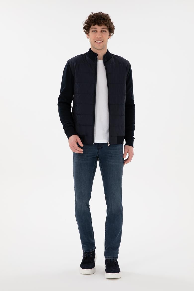 Erkek Lacivert Triko Hırka - 50297385006